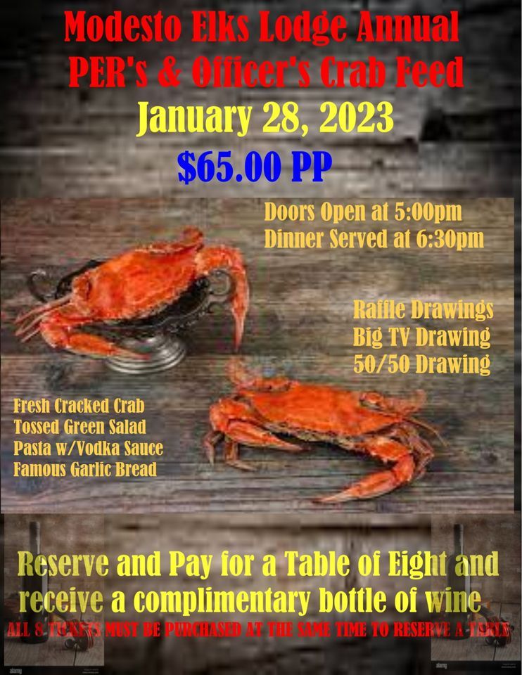 Crab Feed SOLD OUT!!!, Modesto Elks Lodge 1282, 28 January 2023