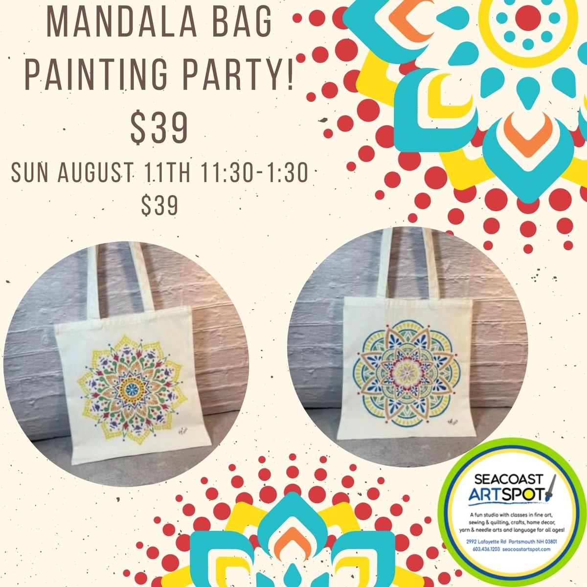 Mandala Bag Painting! $39