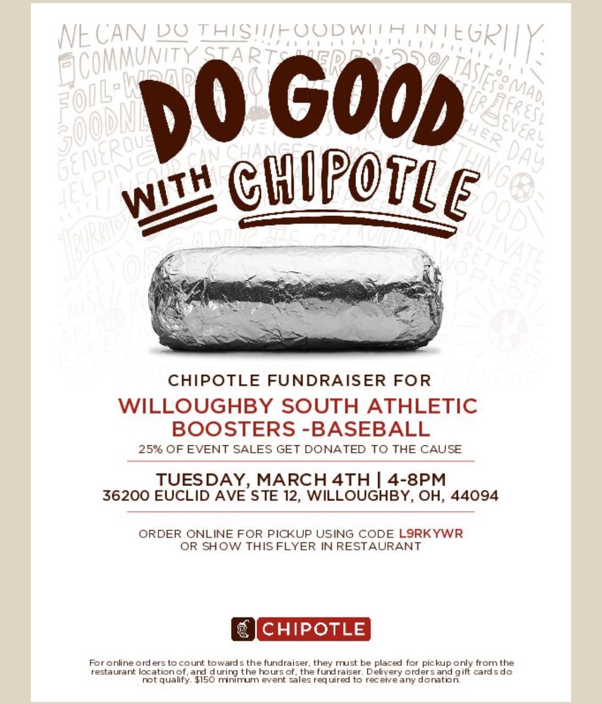 Chipotle dine to donate 