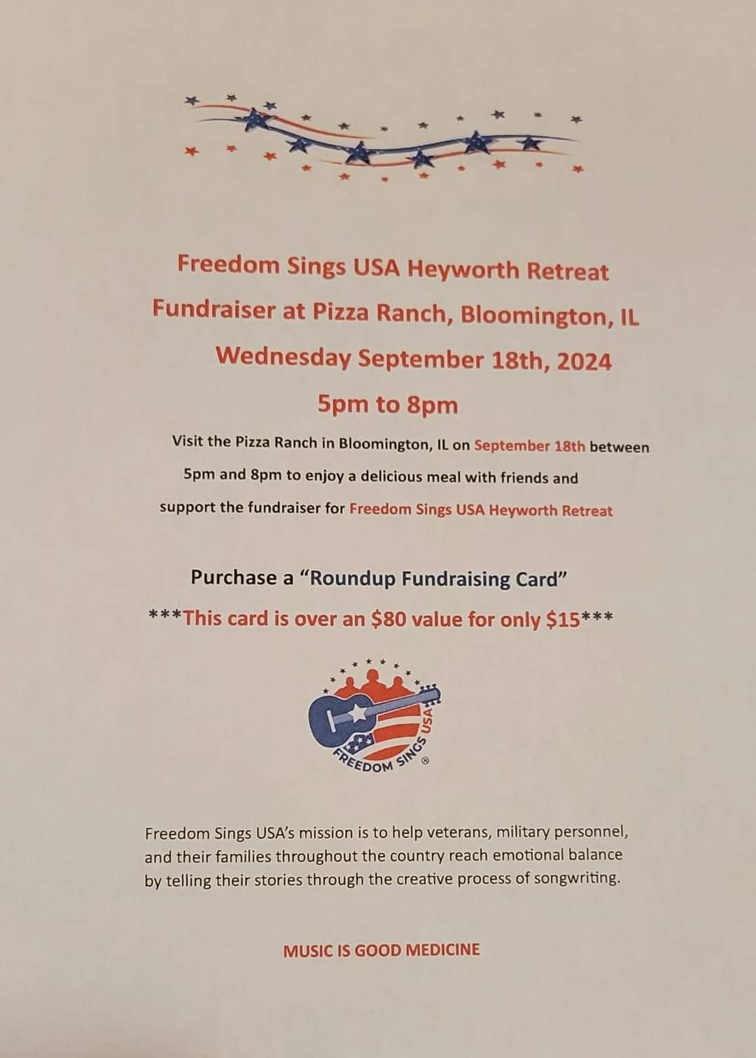 Freedom Sings USA Heyworth Retreat Fundraiser