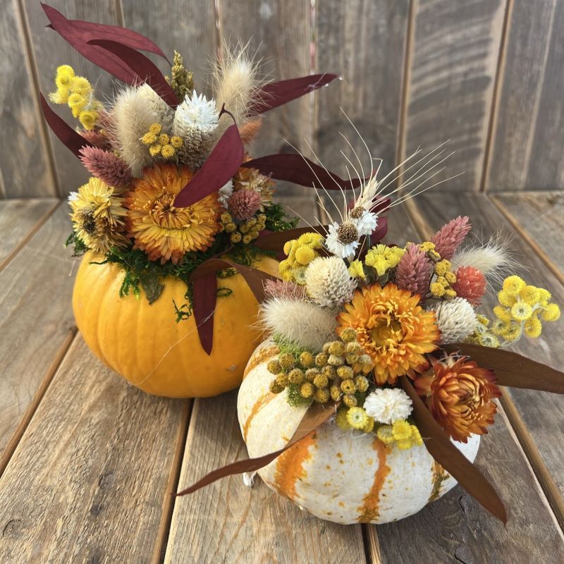 Dried Floral Pumpkin Centerpieces