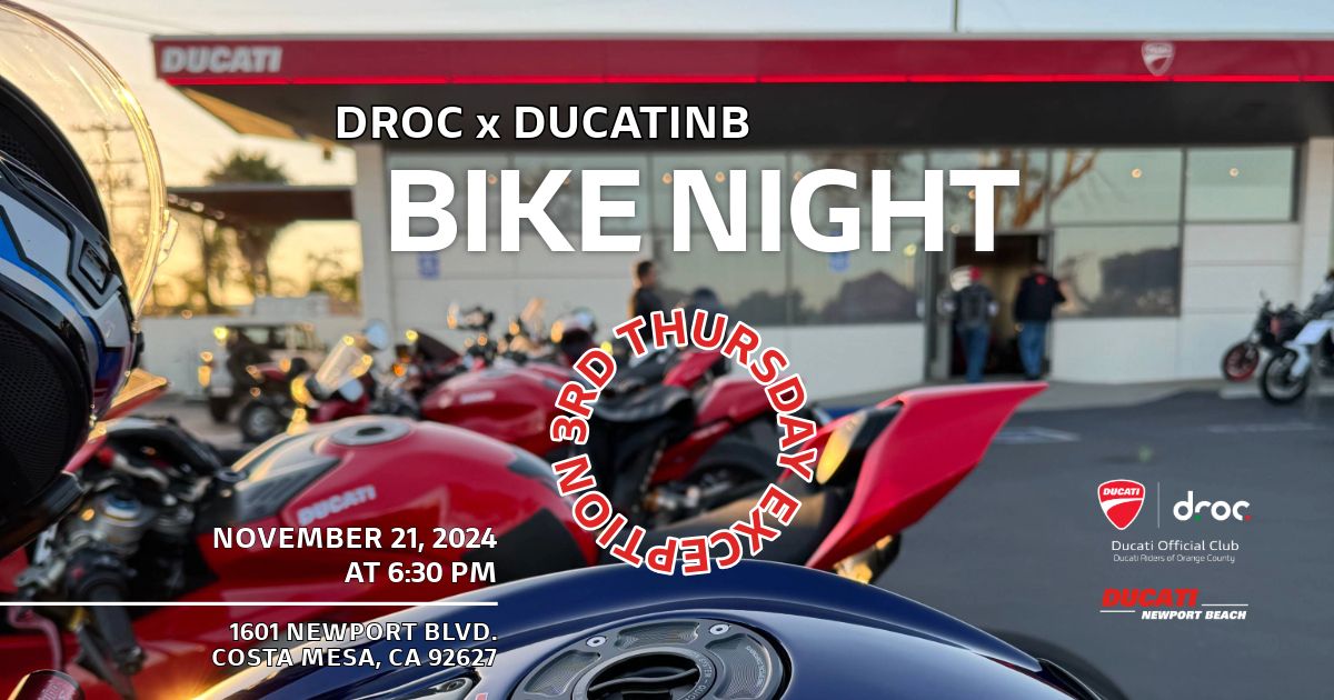 DROC x Ducati Newport Beach Bike Night \u2013 November 2024