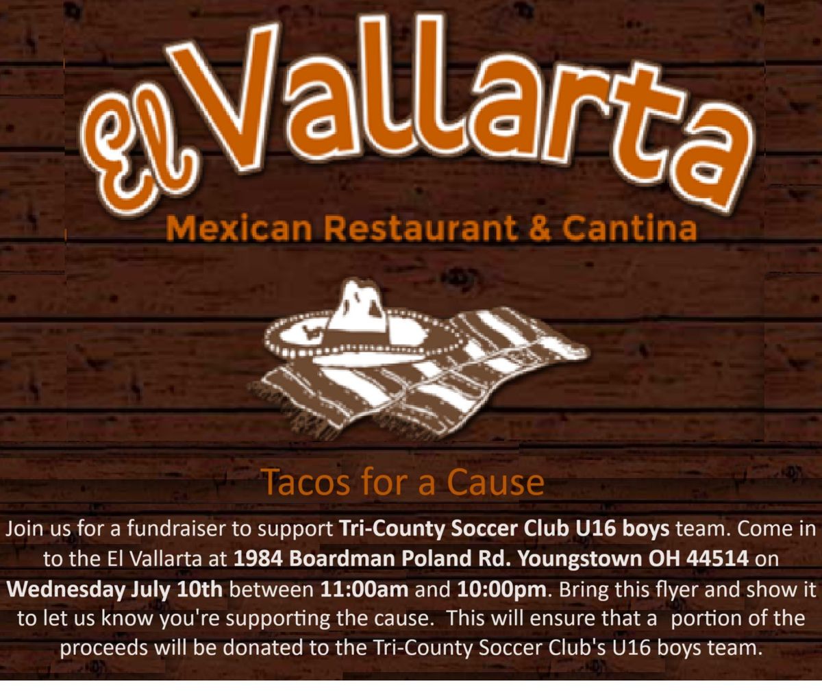 El Vallarta Poland Fundraiser for Tri-County Soccer Club U16 boys team