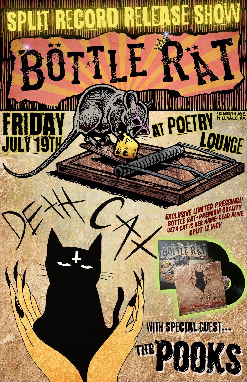 Bottle Rat \/ Deth Cat is Her Name Split 12" Release Show!