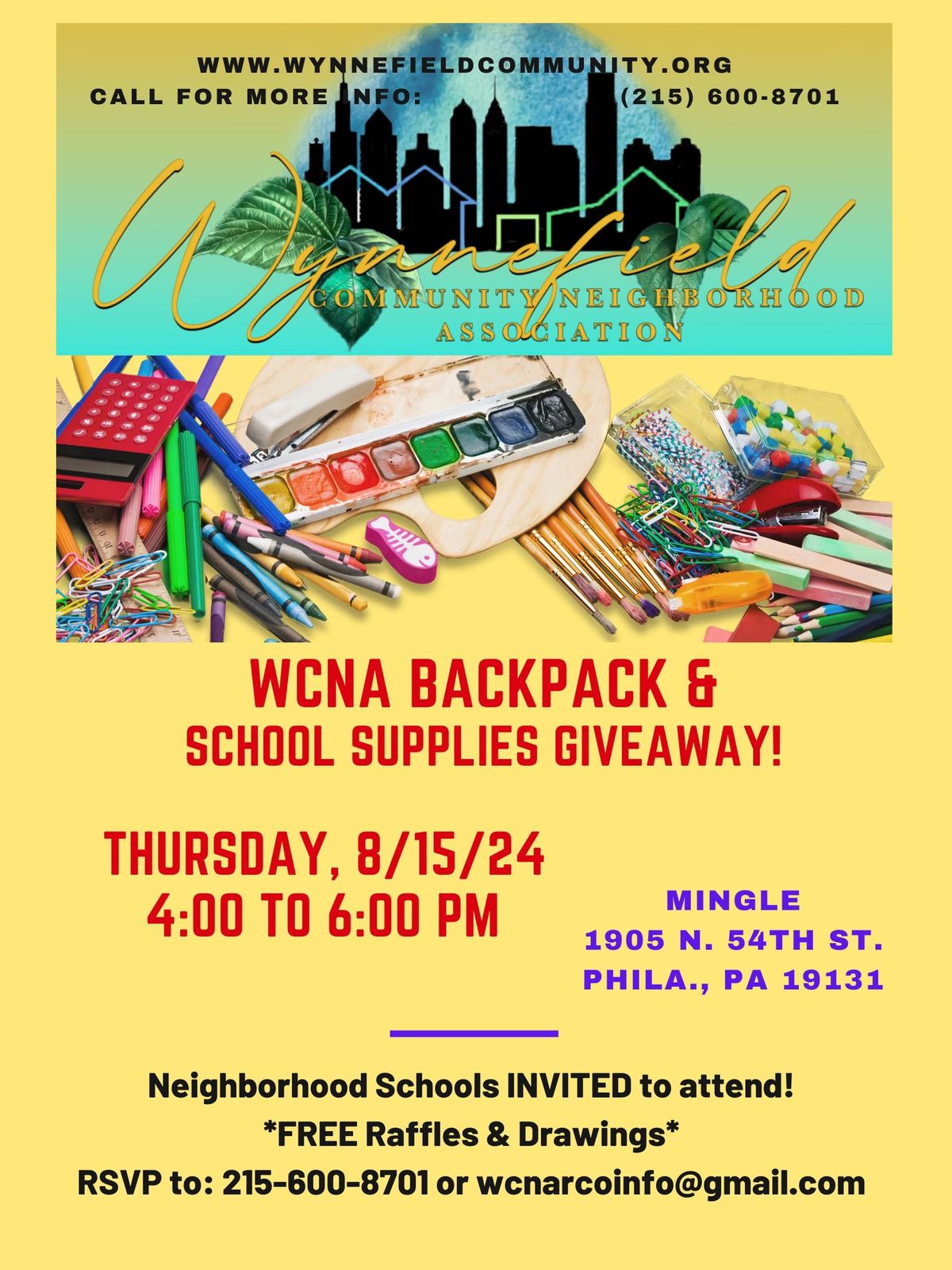 WCNA Backpack & School Supplies Giveaway!