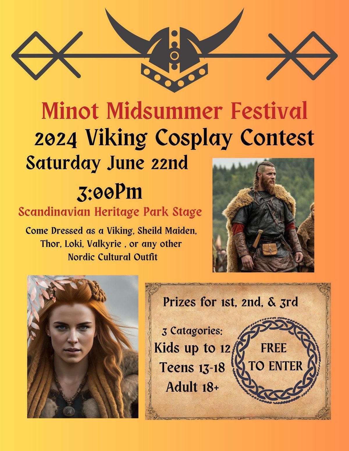 Minot Midsummer Festival 2024 Viking Cosplay Contest Saturday June 22nd 3:00Pm