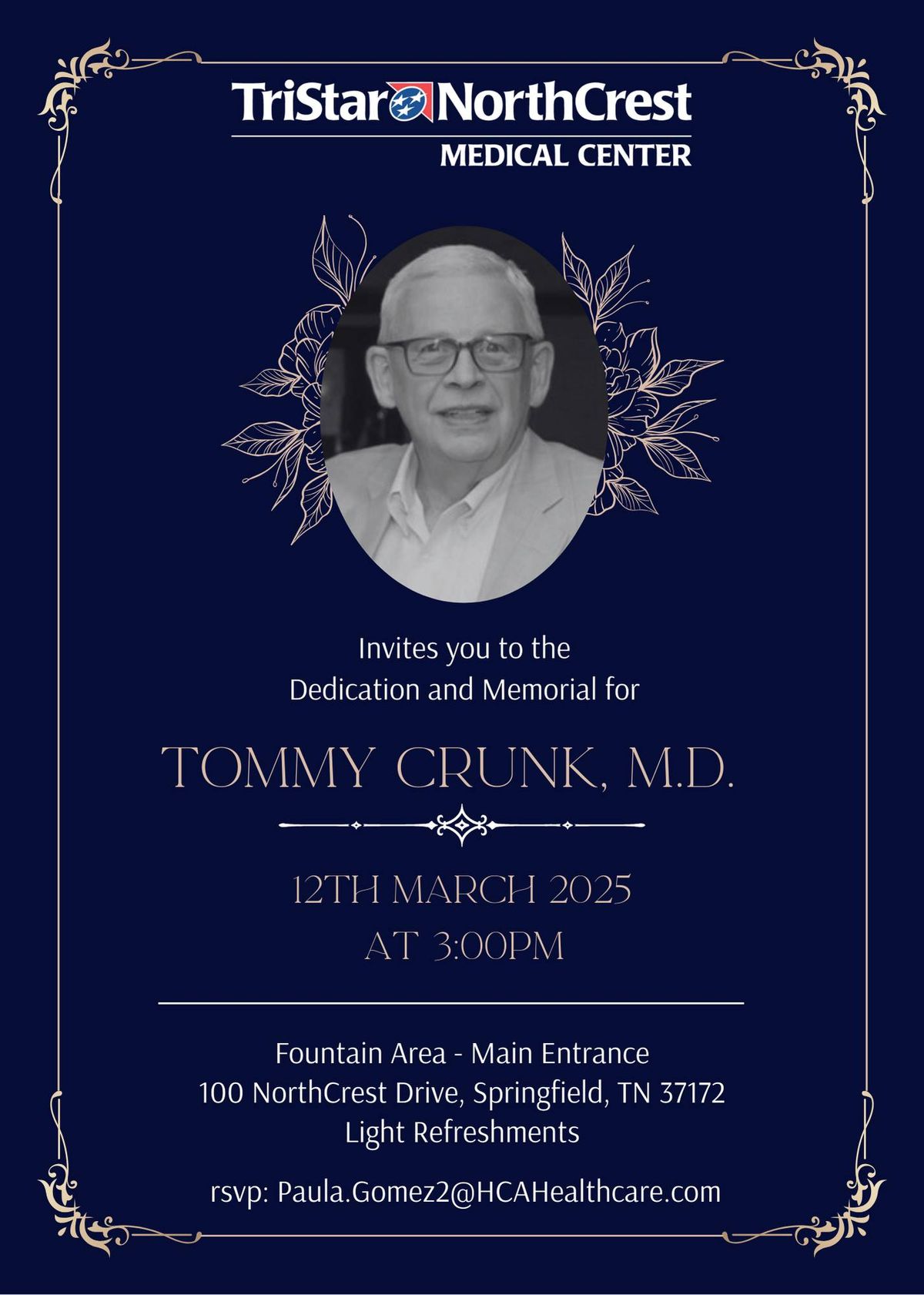 Tommy Crunk, M.D. Memorial and Dedication