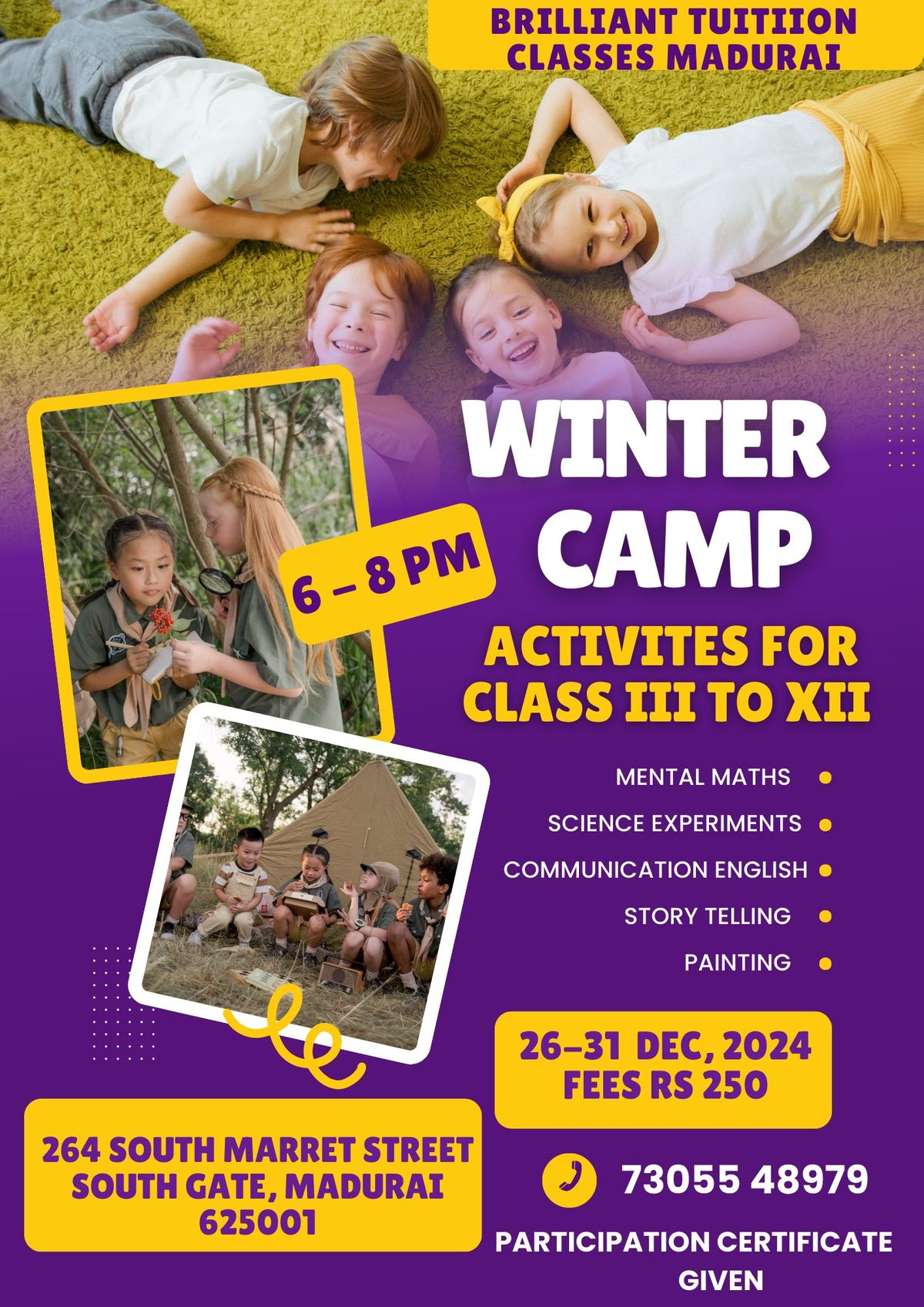 WINTER CAMP 26 -31 DEC 2024 DAILY 6PM TO 8PM