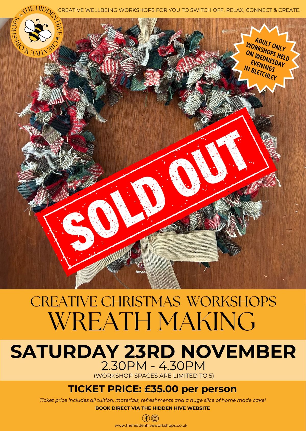 Sorry... \u26d4\ufe0fSOLD OUT \u26d4\ufe0f - \ud83e\uddf6\ud83c\udf84\ud83c\udf89 CHRISTMAS FABRIC WREATH WORKSHOP\ud83c\udf89\ud83c\udf84\ud83e\uddf6