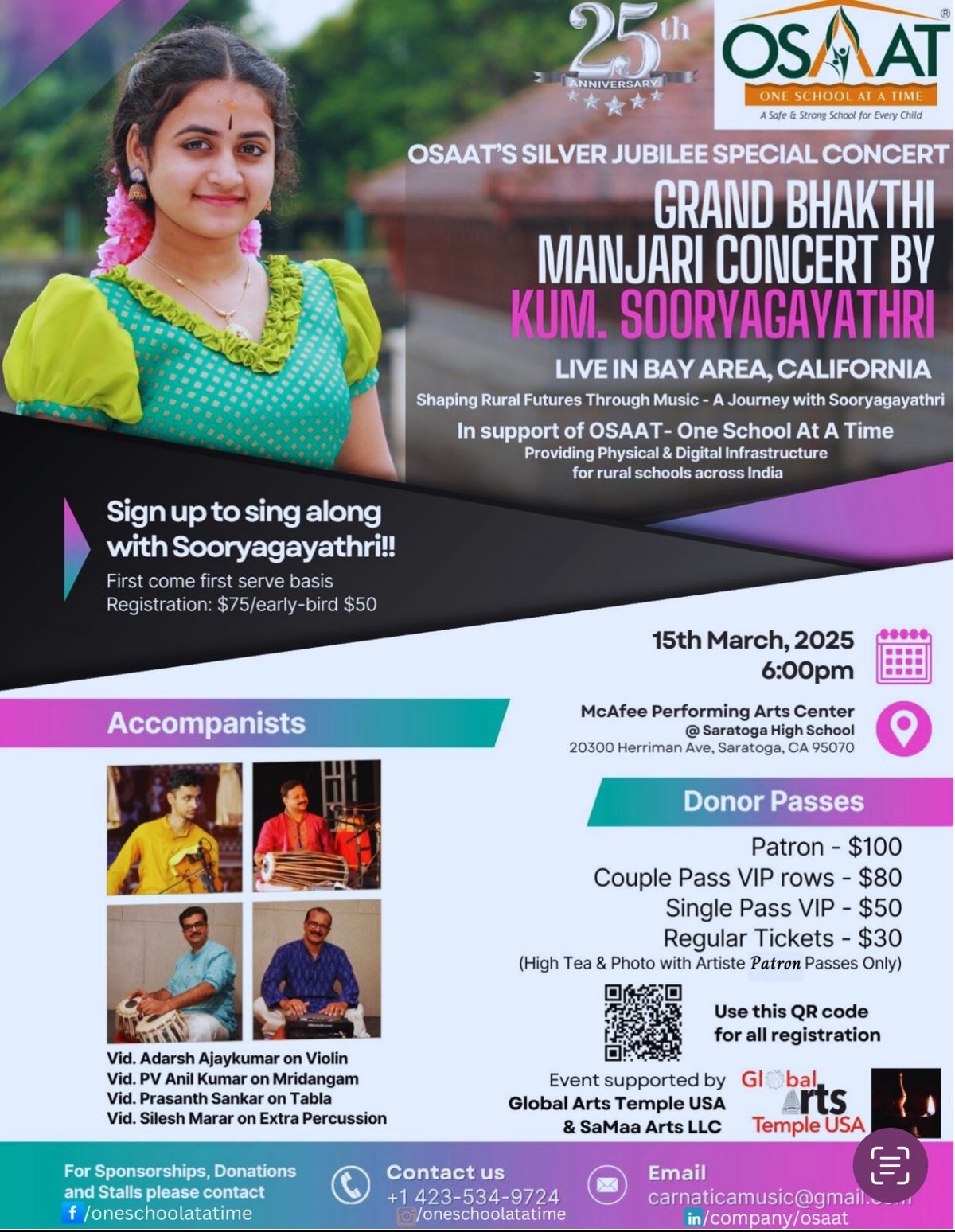 OSAAT Silver Jubilee Celebrations - Grand Bhakthi Manjari Concert by Kum. SOORYAGAYATHRI