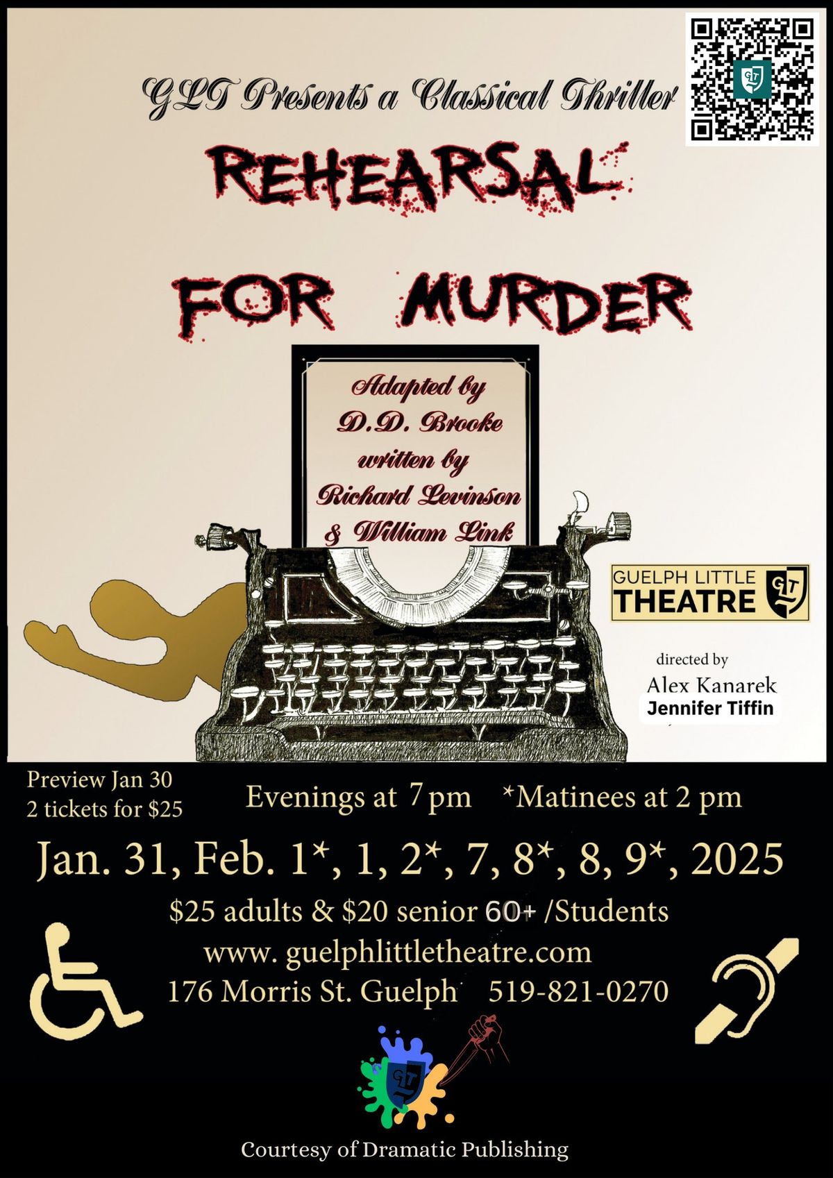  2 for $25.00\/ Preview Night, A Rehearsal for Murder