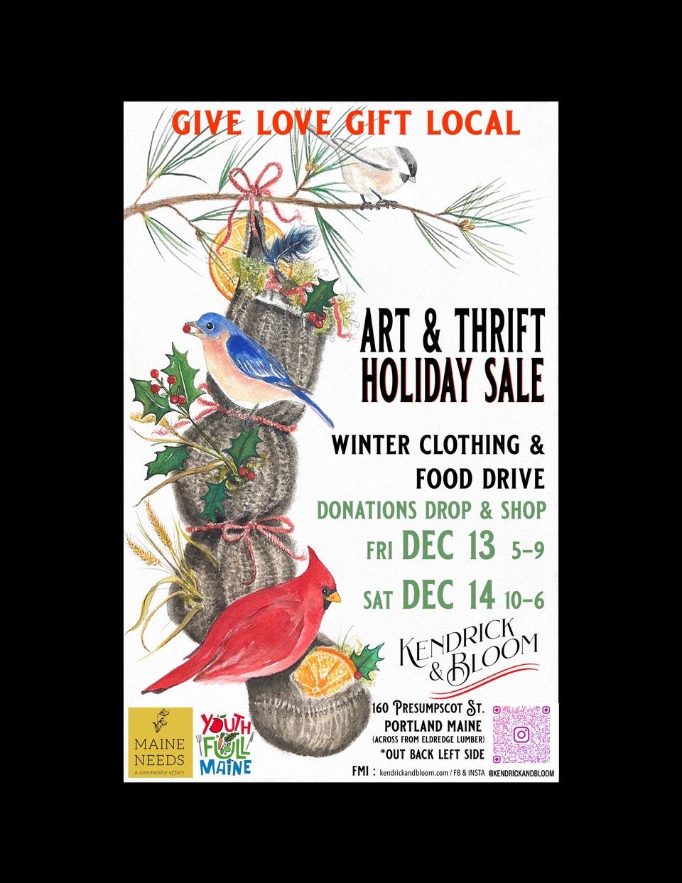 GIVE LOVE GIFT LOCAL HOLIDAY SALE & FOOD\/CLOTHING DRIVE