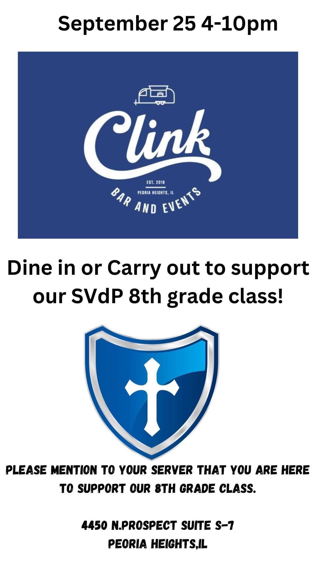 Clink \/SVdP 8th grade fundraiser 