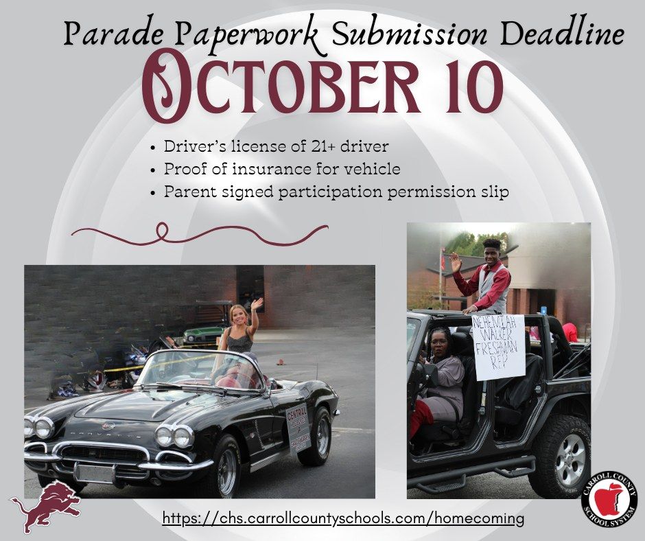 Parade Paperwork Submission Deadline