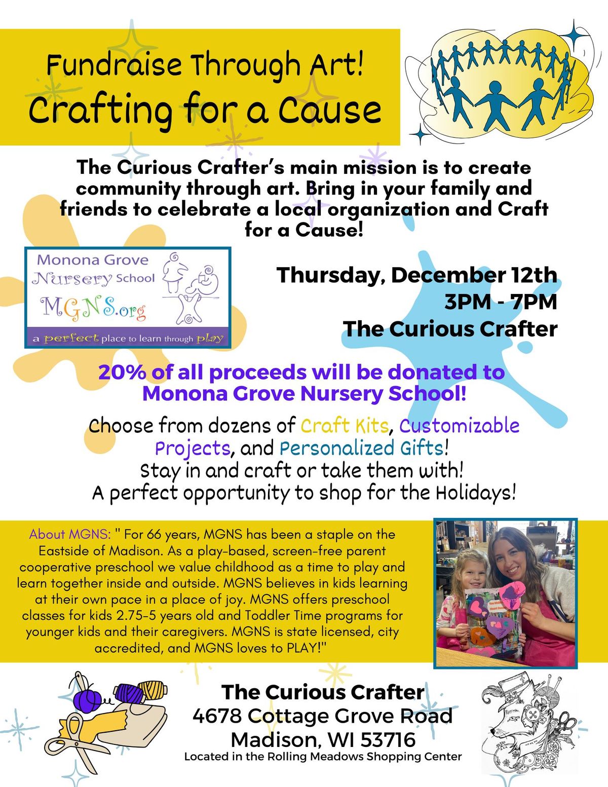 "Crafting For a Cause" Benefitting Monona Grove Nursery School!