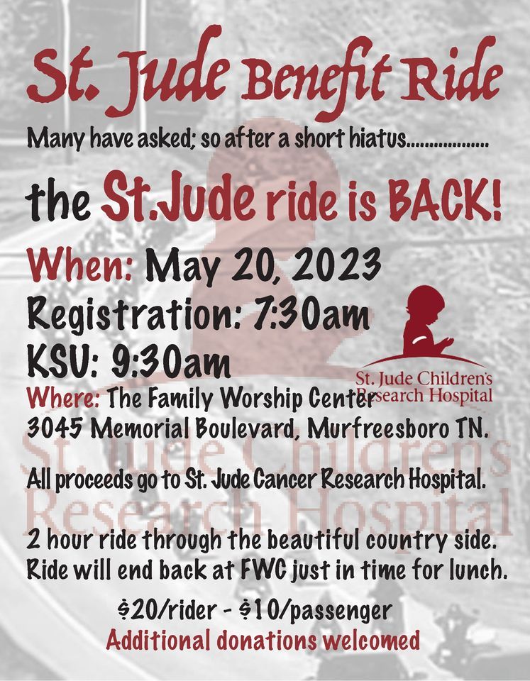 St. Jude Childrens Benefit Ride, Family Worship Center, Murfreesboro