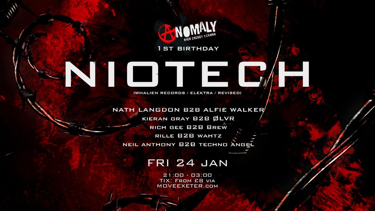 HIGH ENERGY TECHNO - NIOTECH - ANOMALY - Fri 24 Jan 2025 - Move - Exeter