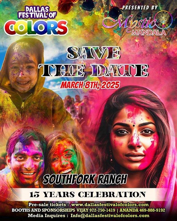 Dallas Festival of Colors Holi Mela 15 Year Celebration