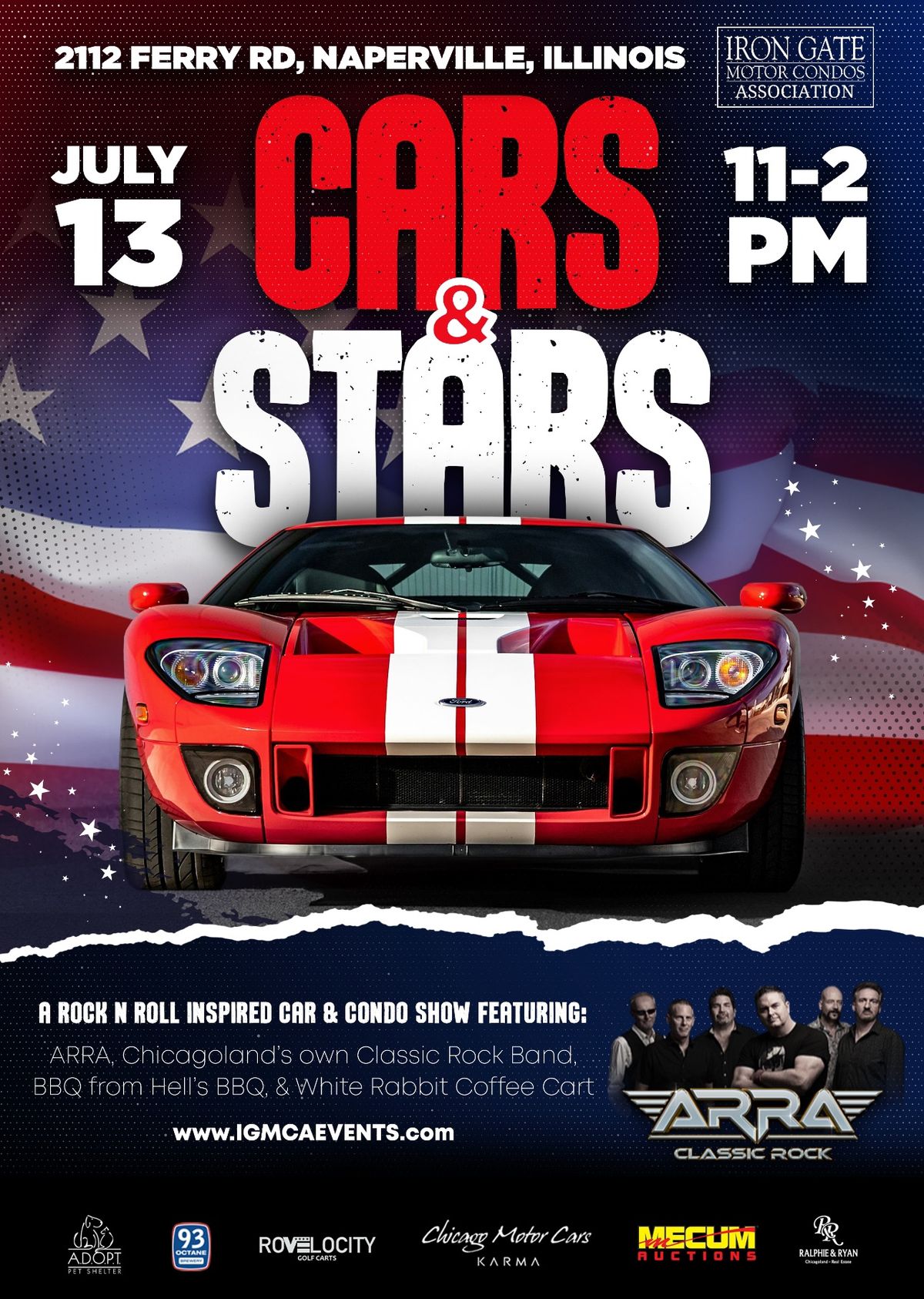 Cars and Stars!! Car\/Condo Show featuring ARRA Classic Rock Band and Hell's BBQ Extravaganza!
