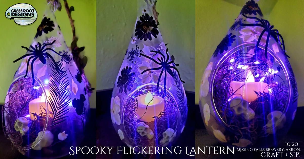 Spooky Flickering Lantern with Pressed Flowers | Missing Falls Brewery