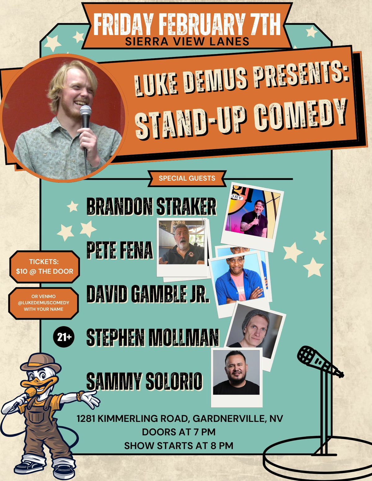 Stand Up Comedy Night @ Sierra View Lanes Hosted by Luke Demus