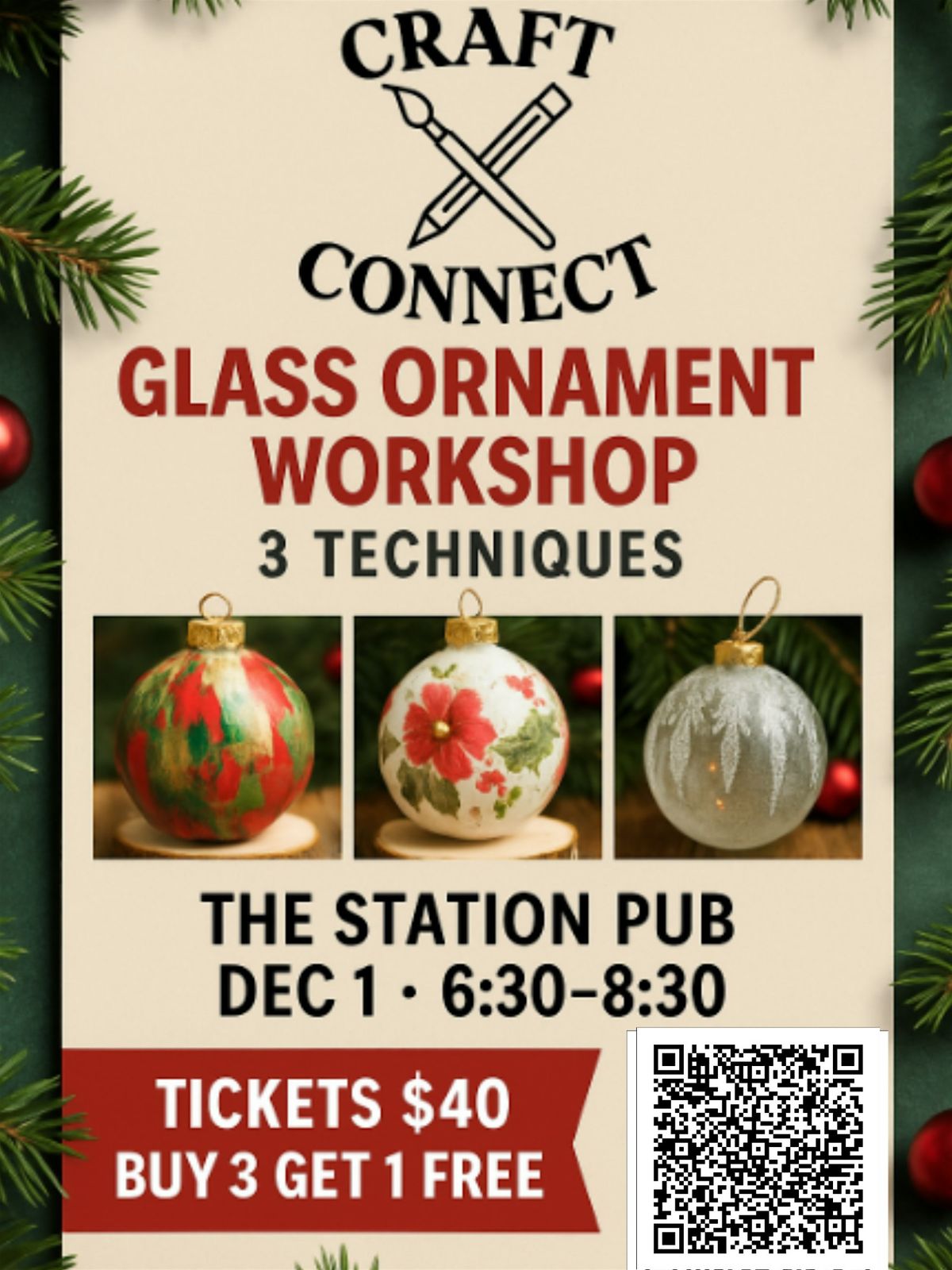 Calgary Holiday Glass Ornament  Workshop \u2013 3 Techniques, 3 Unique Creations