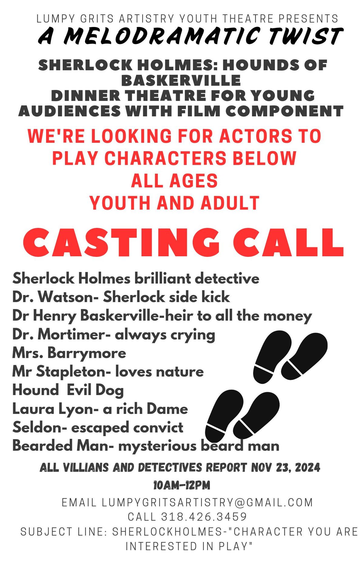 LGA presents Sherlock Holmes A Melodramatic Auditions