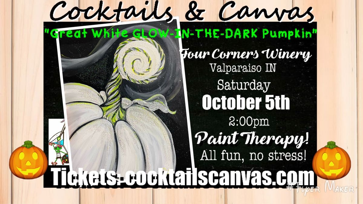 "The Great White GLOW-IN-THE-DARK Pumpkin" Cocktails & Canvas Painting Art Event