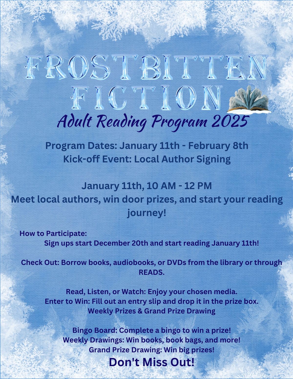 Author Signing  & Frostbitten Fiction Adult Reading Program Kickoff