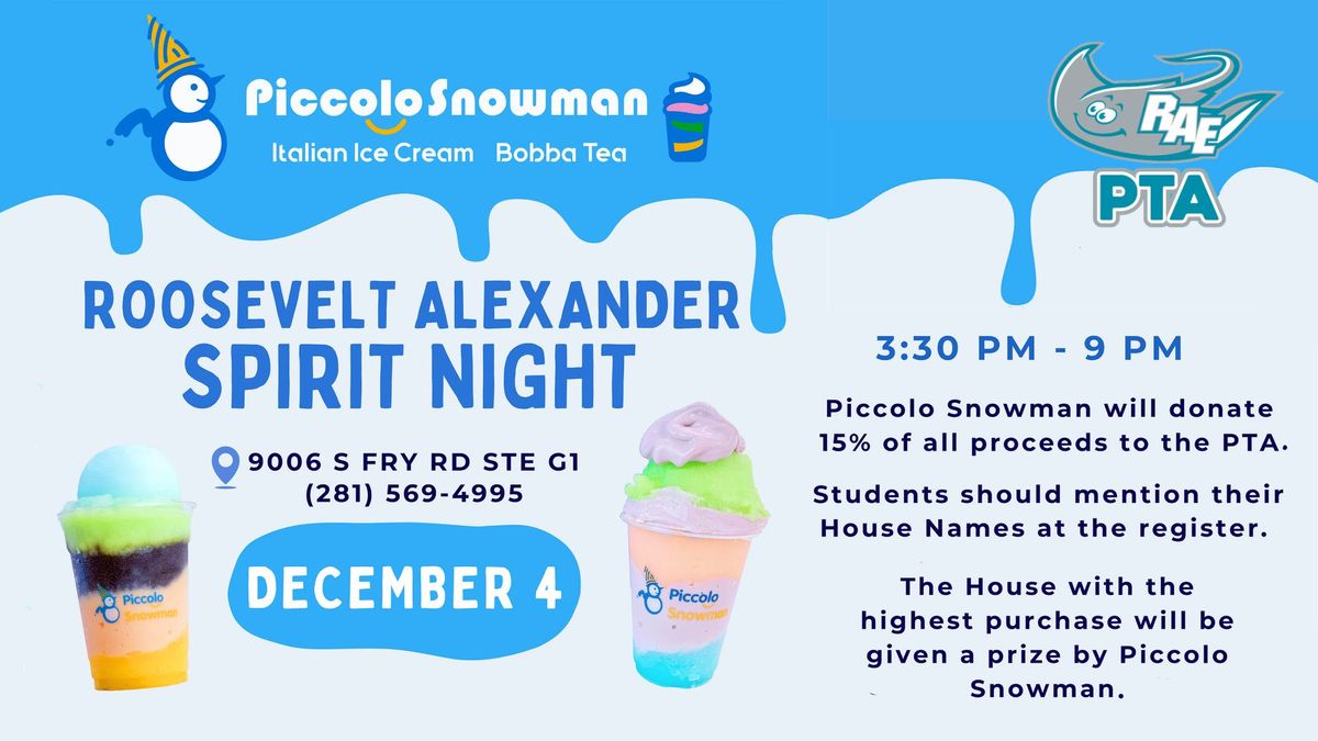 RAE Spirit Night @ Piccolo Snowman