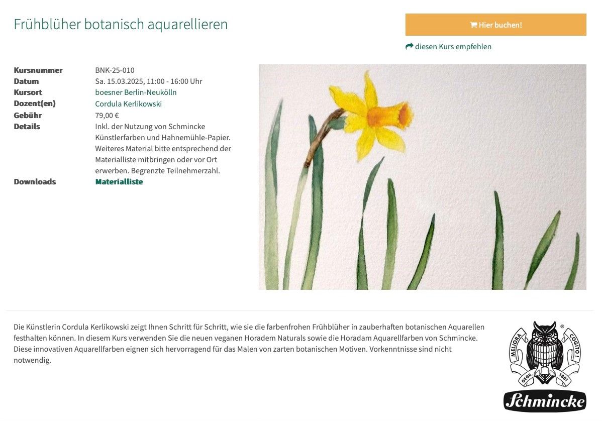 Fr\u00fchbl\u00fcher botanisch aquarellieren