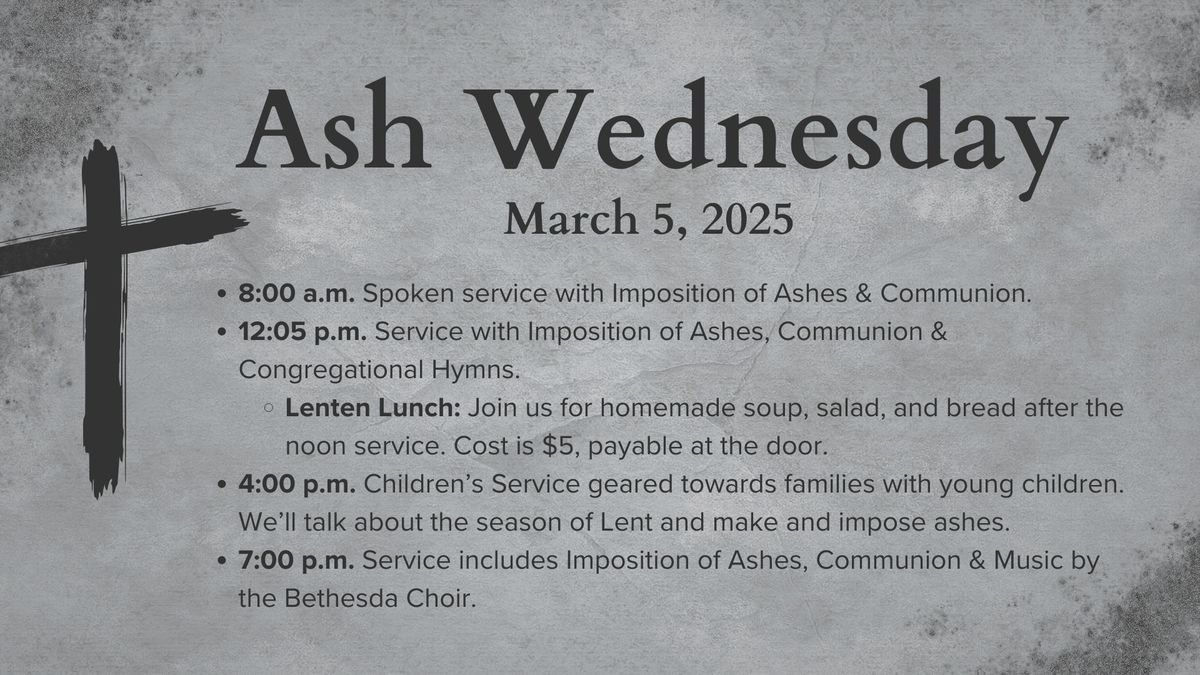 Ash Wednesday Services at Bethesda