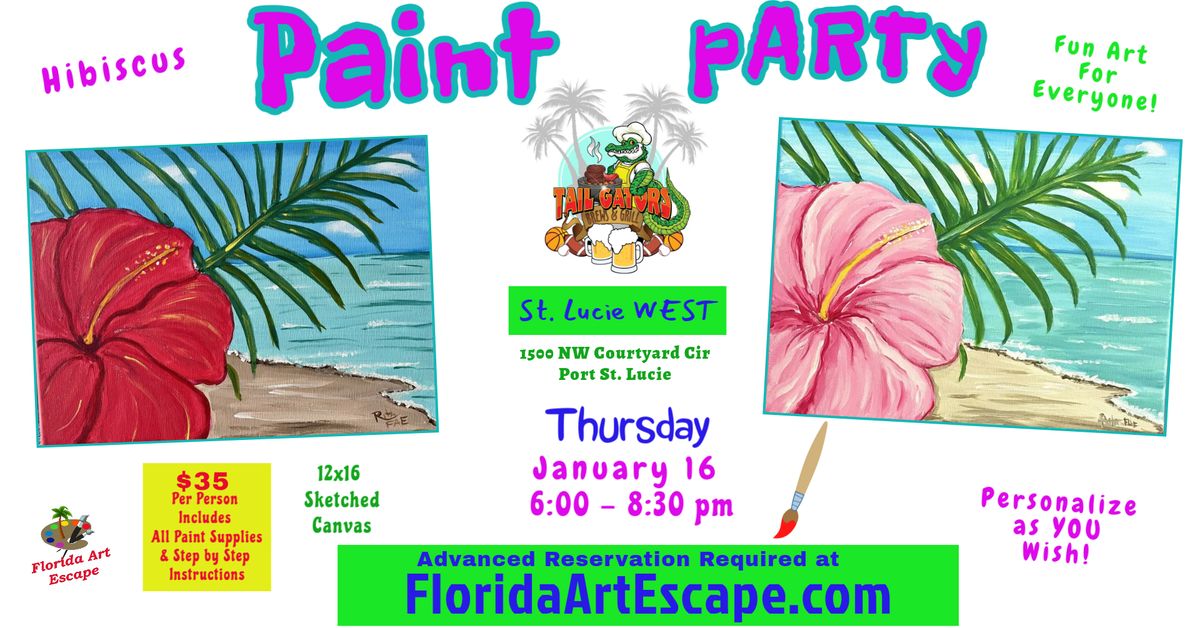 Paint Nite \ud83c\udf77\ud83c\udfa8 Thursday Jan 16 @6pm at TailGators St Lucie West\ud83c\udf3a  