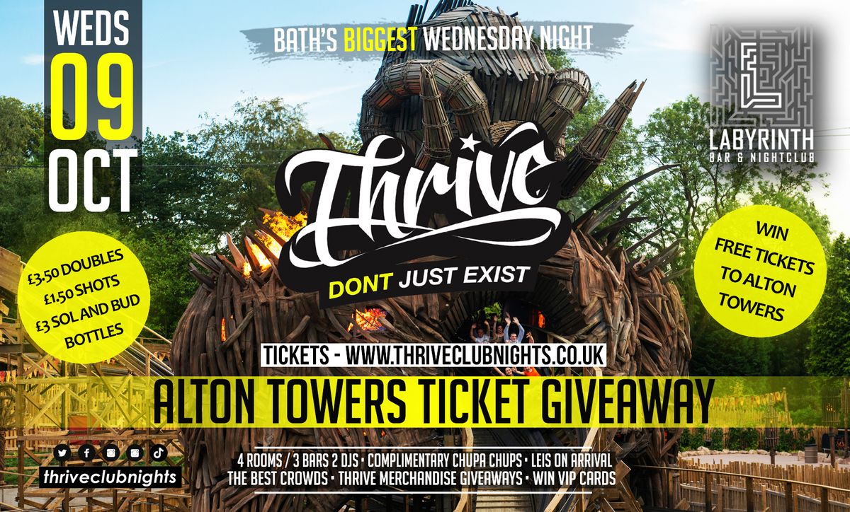 Thrive Wednesdays - \ud83c\udfa2\ufeff ALTON TOWERS GIVEAWAY \ud83c\udfa2 Bath's Best Wednesday Night!