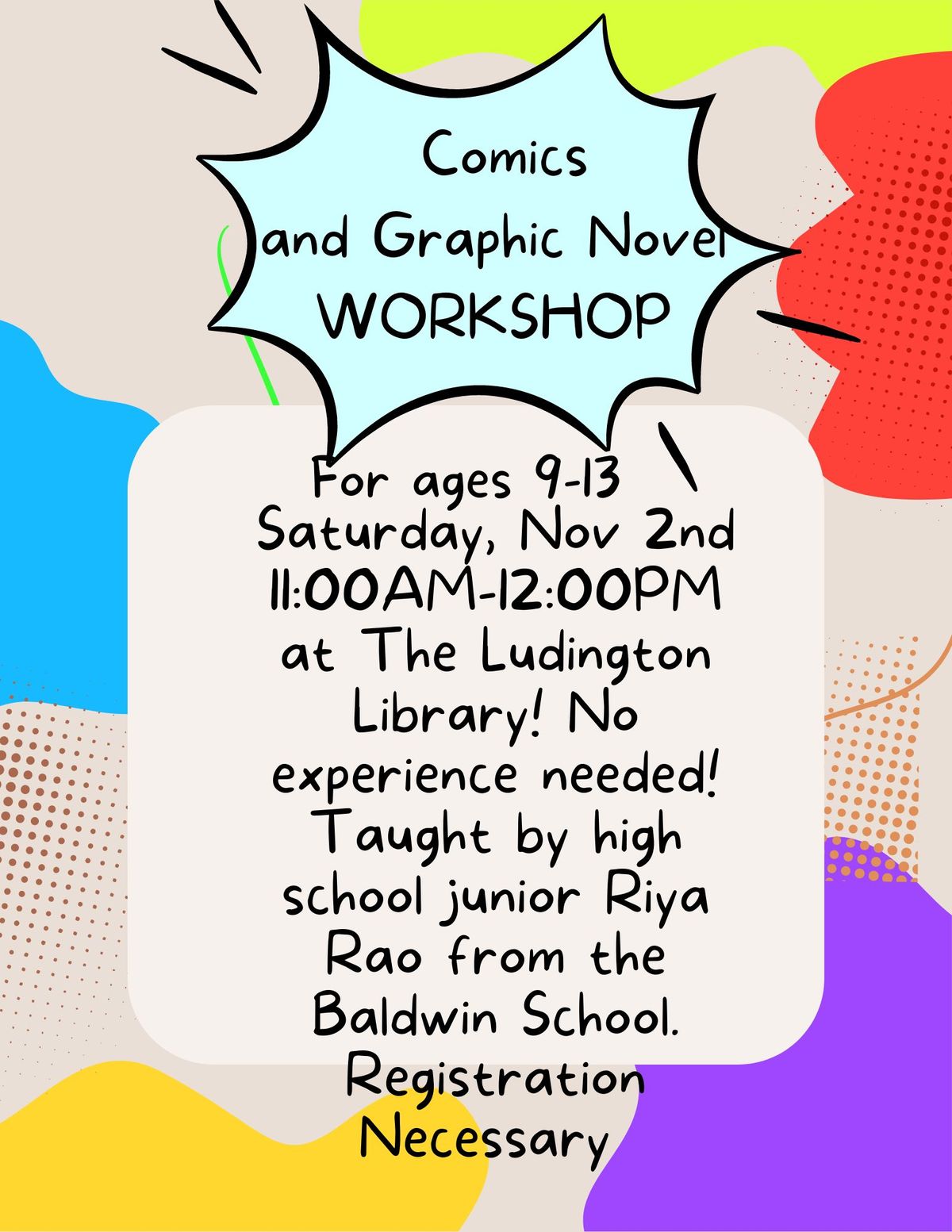 Comics and Graphic Novel Workshop with Riya