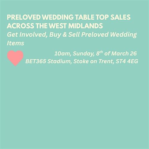 Preloved Wedding Table Top Sale - Stoke-on-Trent