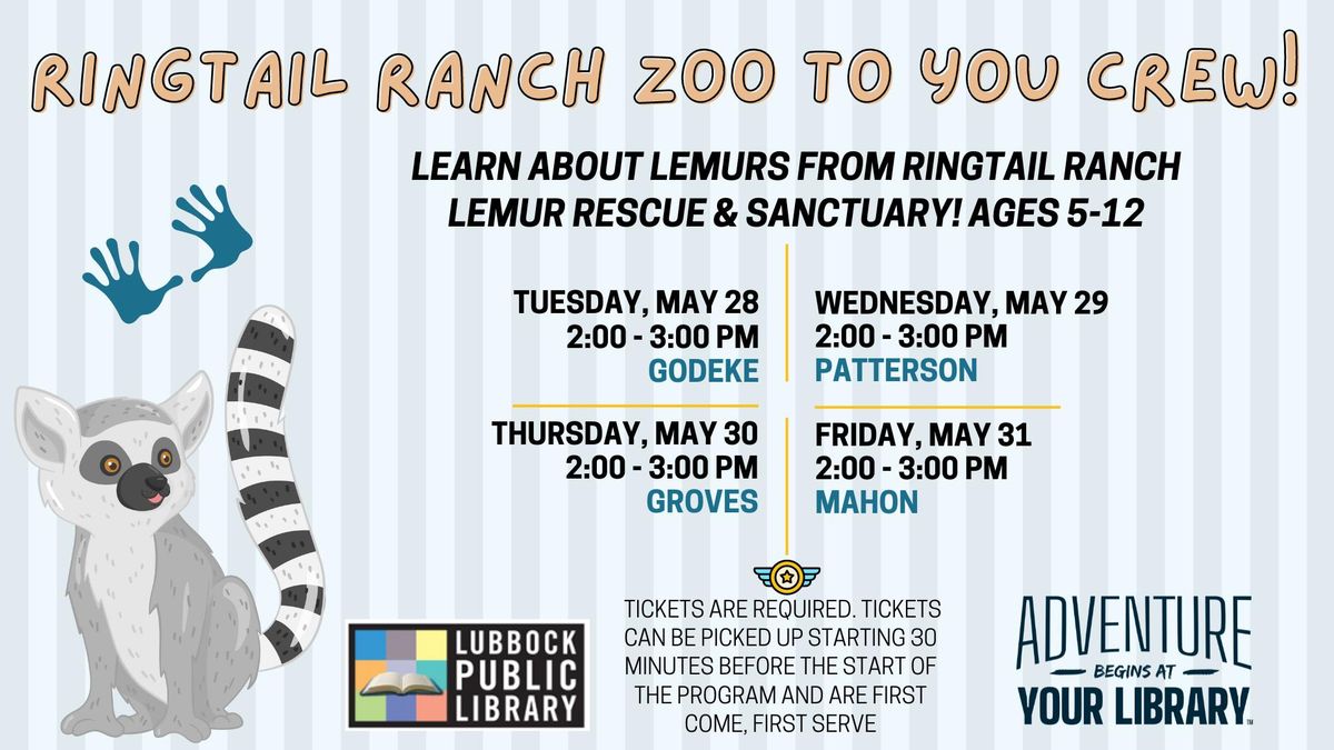Ringtail Ranch Zoo To You Crew at Godeke Branch Library