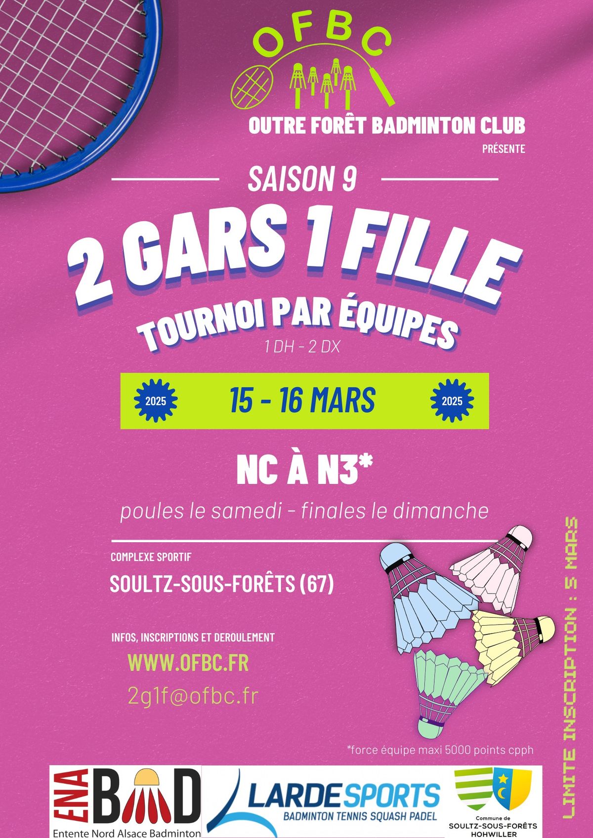 2 GARS 1 FILLE Tournoi par \u00e9quipes SAISON 9