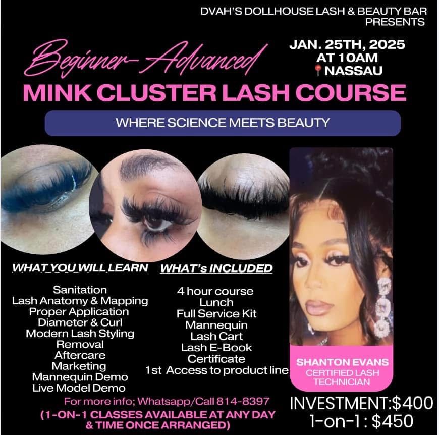 Dvah's Dollhouse Lash & Beauty Bar presents Group Mink Cluster Lash Course