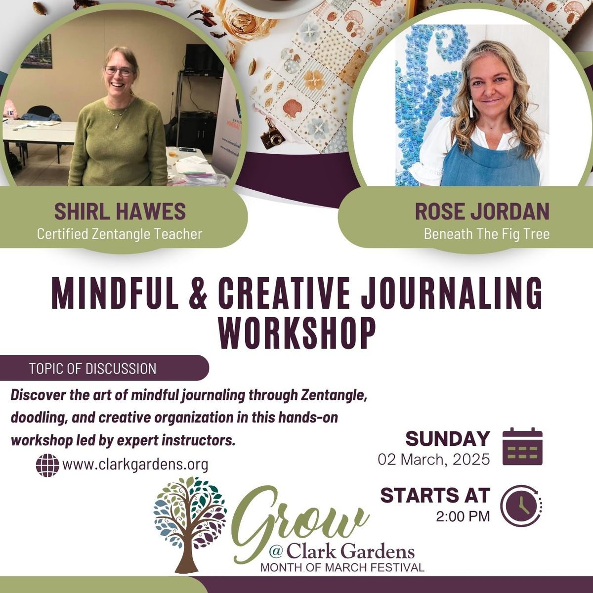 Mindful & Creative Journaling Workshop with Rose Jordan & Shirl Hawes