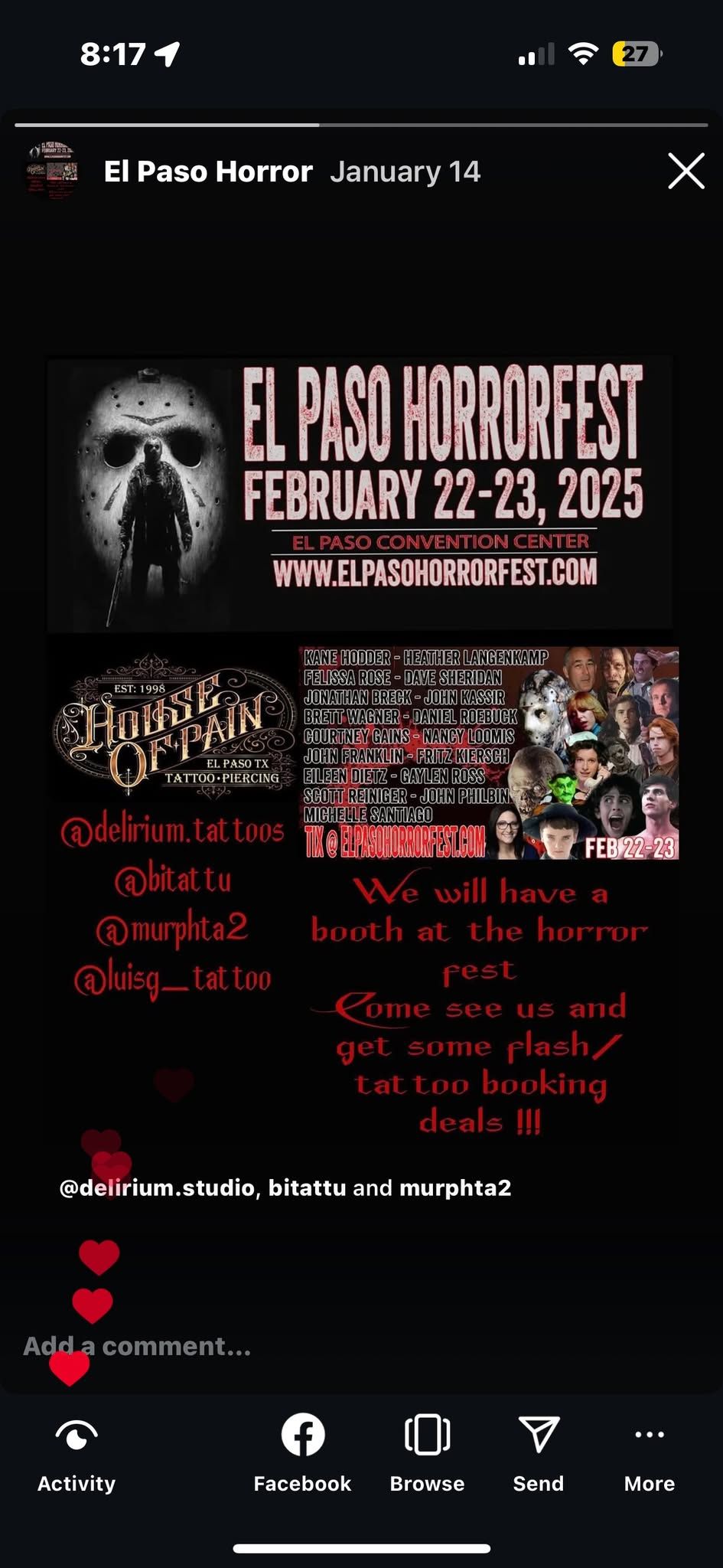 El Paso Horror Fest: Booking Appointments