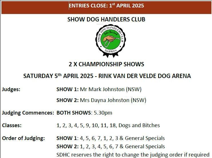 SDHC 2x CHAMPIONSHIP SHOWS