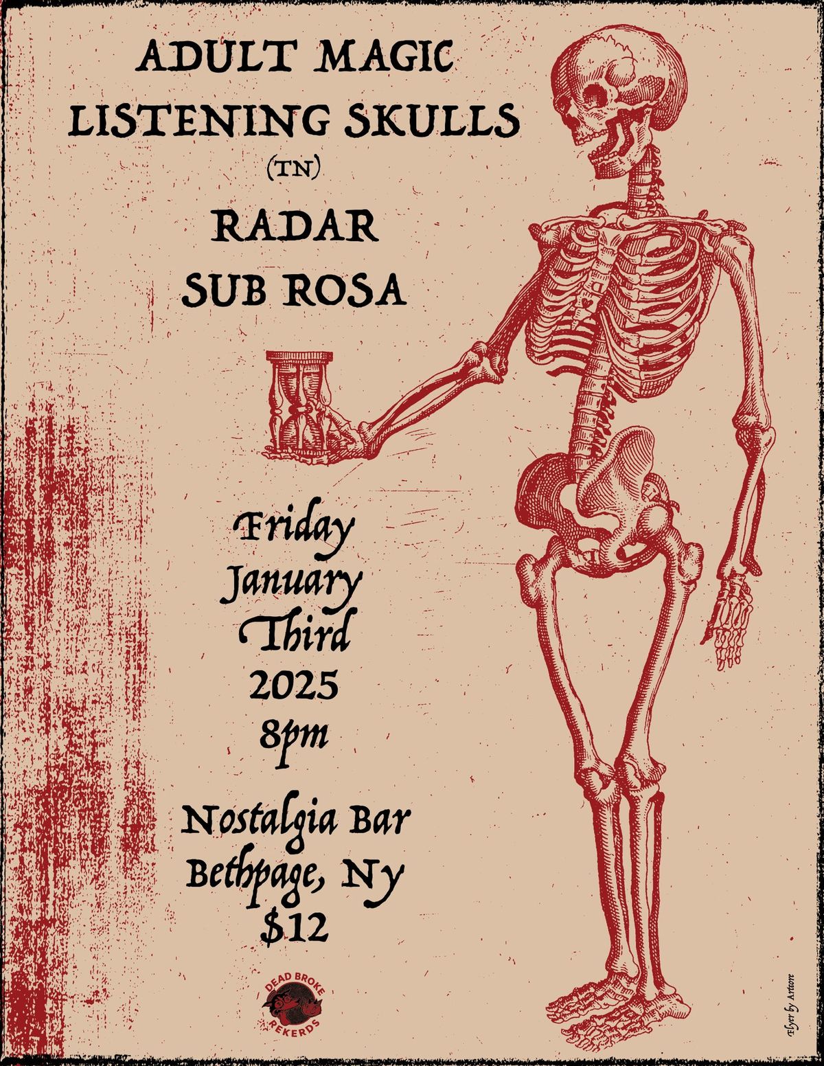 Jan. 3 @ Nostalgia: Adult Magic, Listening Skulls, Radar, Sub Rosa