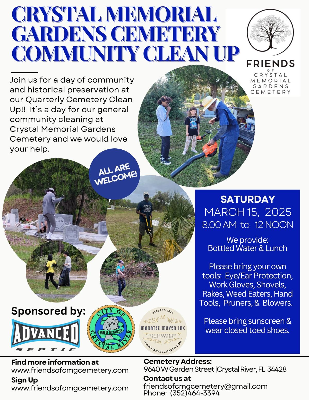 Friends of Crystal Memorial Gardens Cemetery  March 15, 2025 Community Clean Up