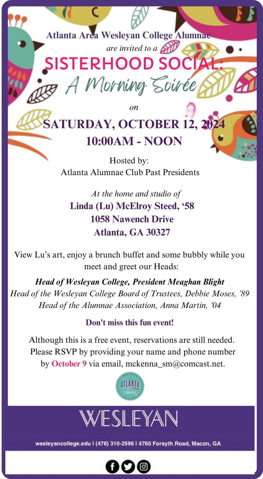 ATLANTA WESLEYAN COLLEGE ALUMNAE CLUB SISTERHOOD SOCIAL