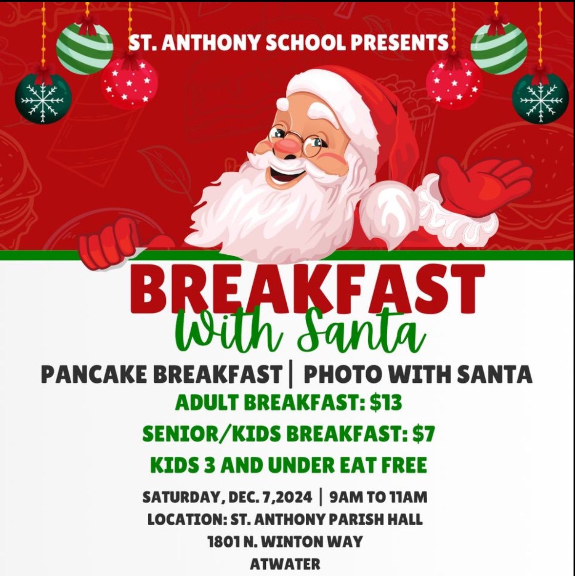 Atwater Breakfast with Santa