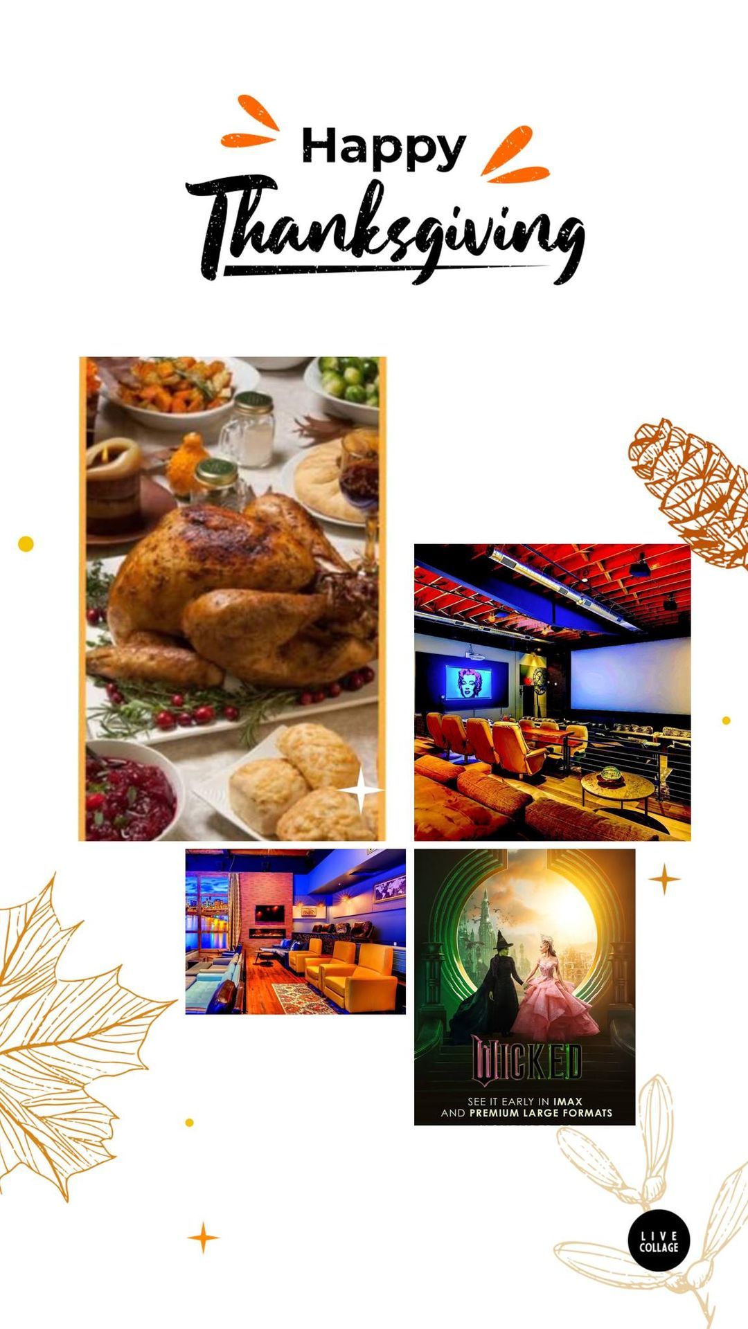 Thanksgiving Dinner Feast and a Movie at Studio One Theaters