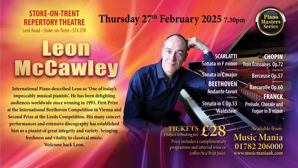 Leon McCawley | [Piano Masters Series] || The Rep Theatre, Hanley