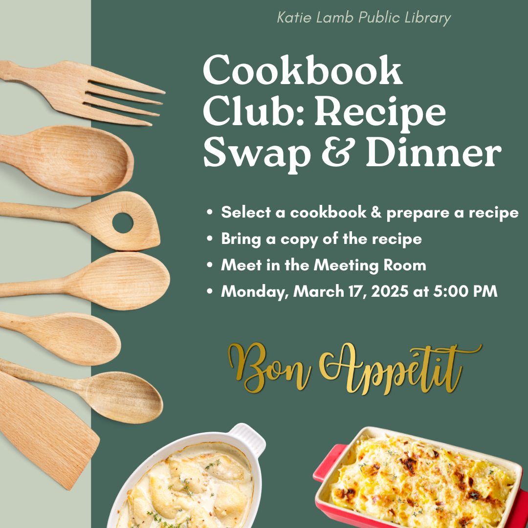 March Cookbook Club: Recipe Swap & Dinner