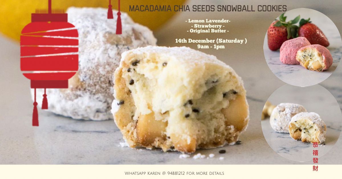 Macadamia Chia Seed Snowball Cookies